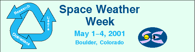 A banner graphic for the 2001 Space Weather Workshop.