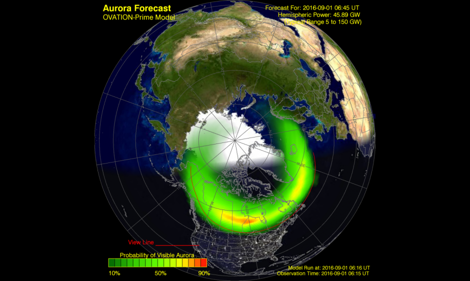 Ovation Auroral oval forecast