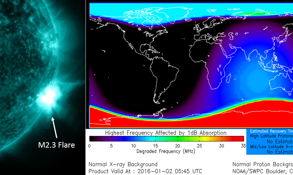 AIA 131 flare image and D-Region absorption map