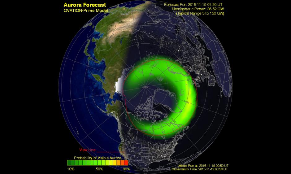Ovation Auroral oval forecast