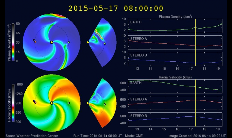 WSA-Enlil output showing CME arrival on 17 May.
