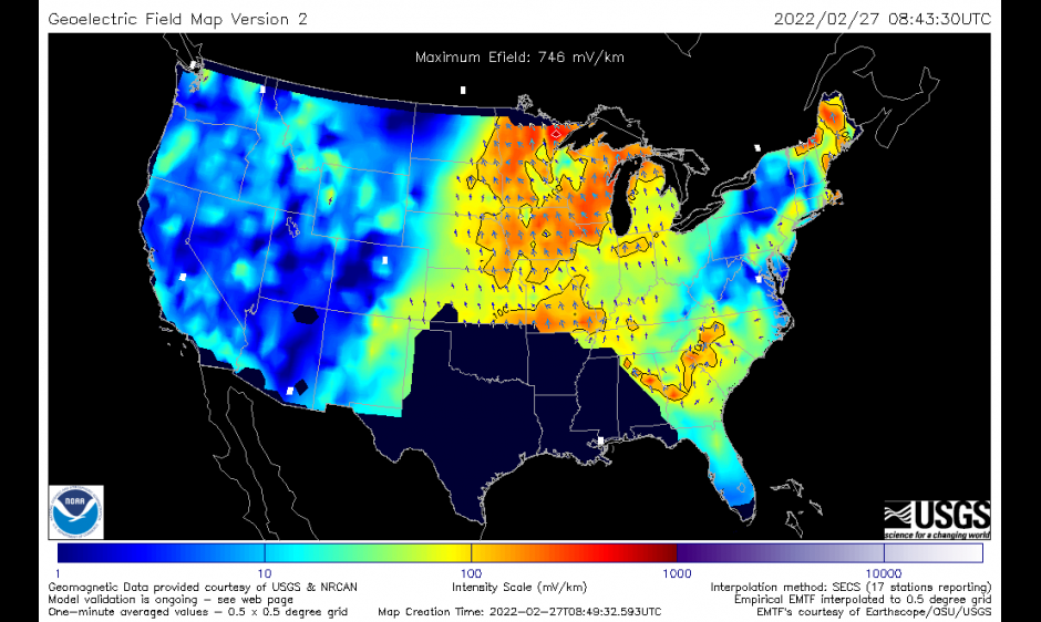 example geoelectric field map.