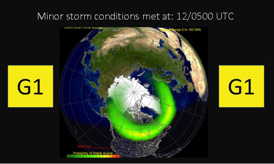 G1 Minor storm conditions met at 12/0500 UTC
