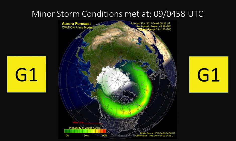 Ovation Model Showing Potential Aurora Borealis Viewing Locations 