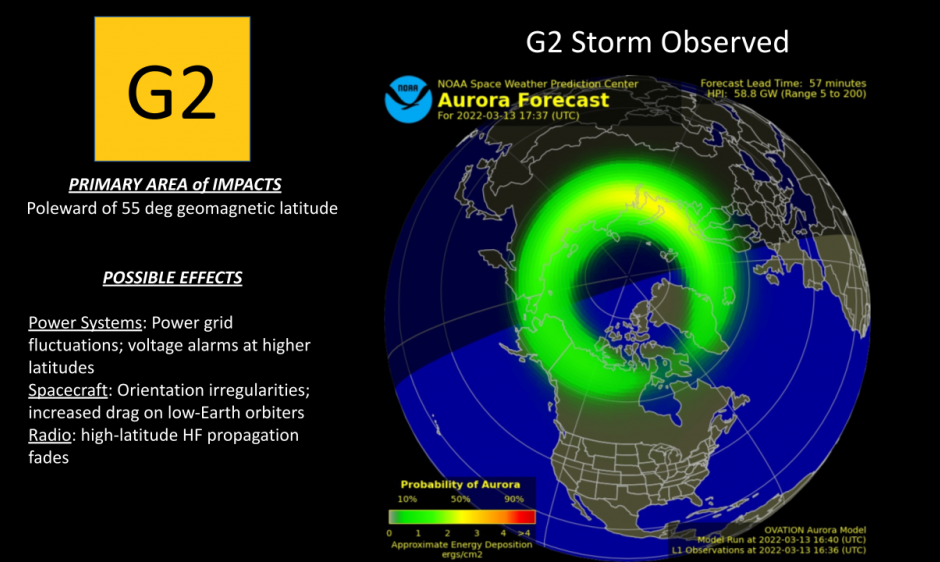 G2 storm observed - picture of the aurora forecast