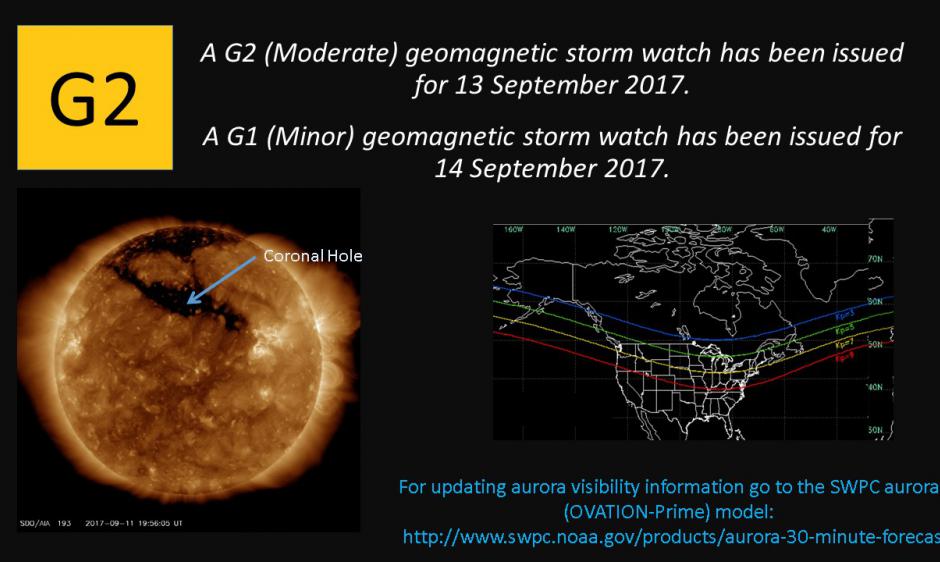 G2 Watch issued for 13 September; G1 Watch issued for 14 September