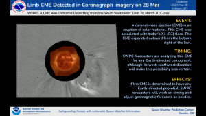 Limb CME Associated with R3 Event on 28 March 2024