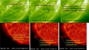 An EPL as seen from the STEREO and SDO spacecraft